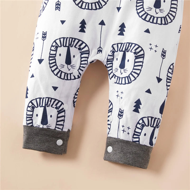 Casual Tribal Lion and Arrow Print Long Sleeve Baby Jumpsuit
