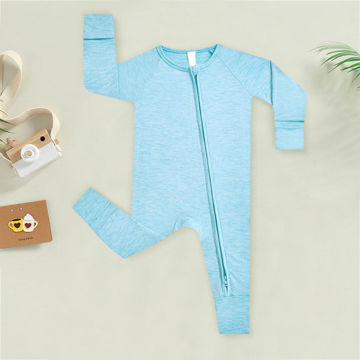 Vibrant Solid Color Zipper Bamboo Viscose Baby Jumpsuit