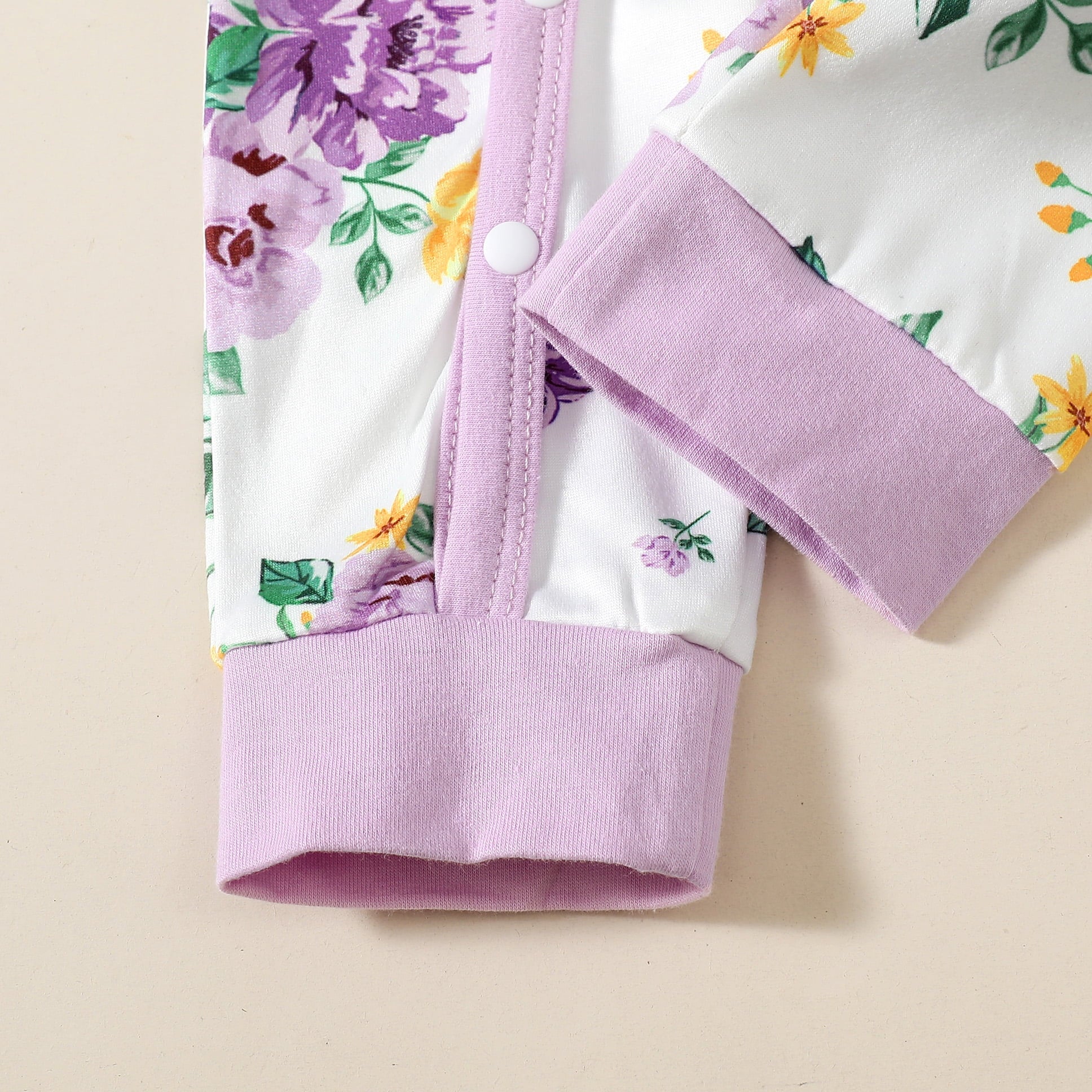 3PCS Floral Printed Ruffle Long Sleeve Baby Jumpsuit
