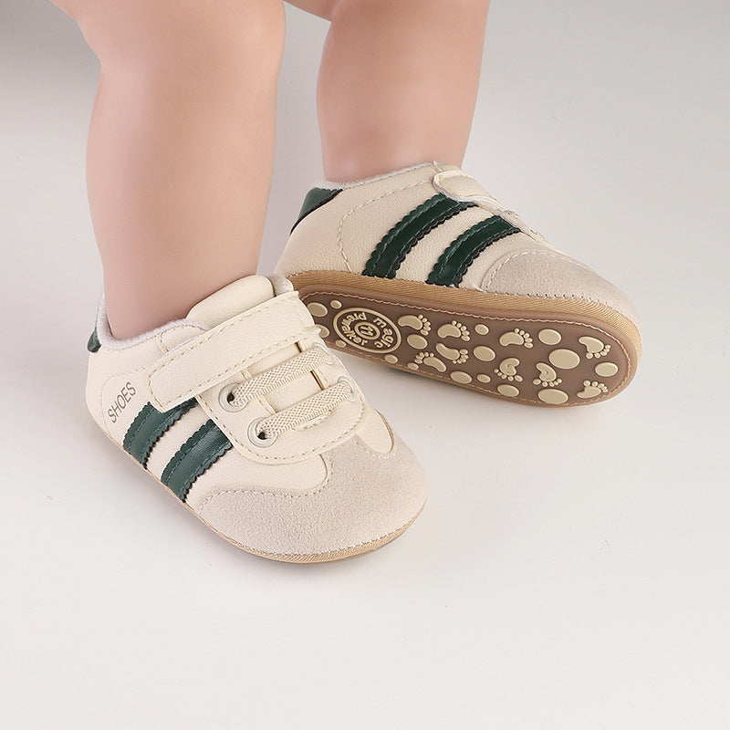 Striped Design Velcro Non Slip Sole Baby Shoes