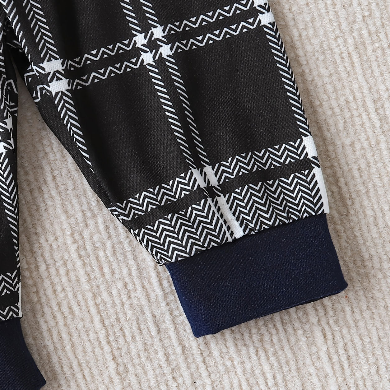 3PCS Stylish Color Block Plaid Printed Long Sleeve Baby Boy Set