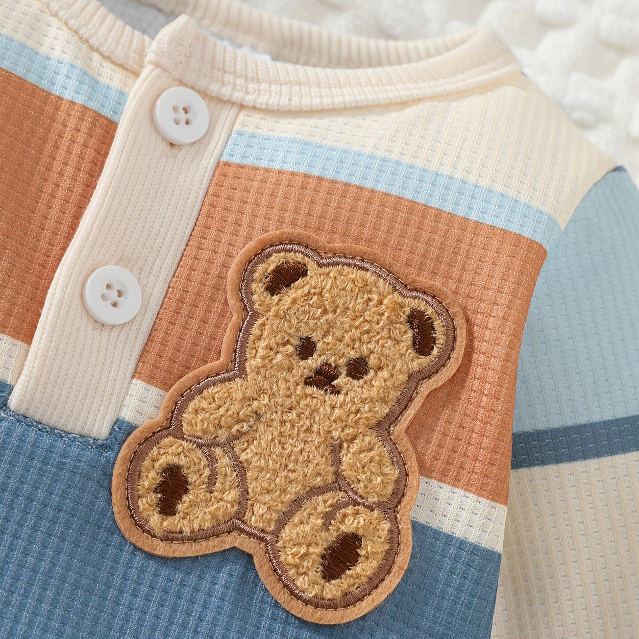 3PCS Bear Stripe Printed Long Sleeve Baby Set