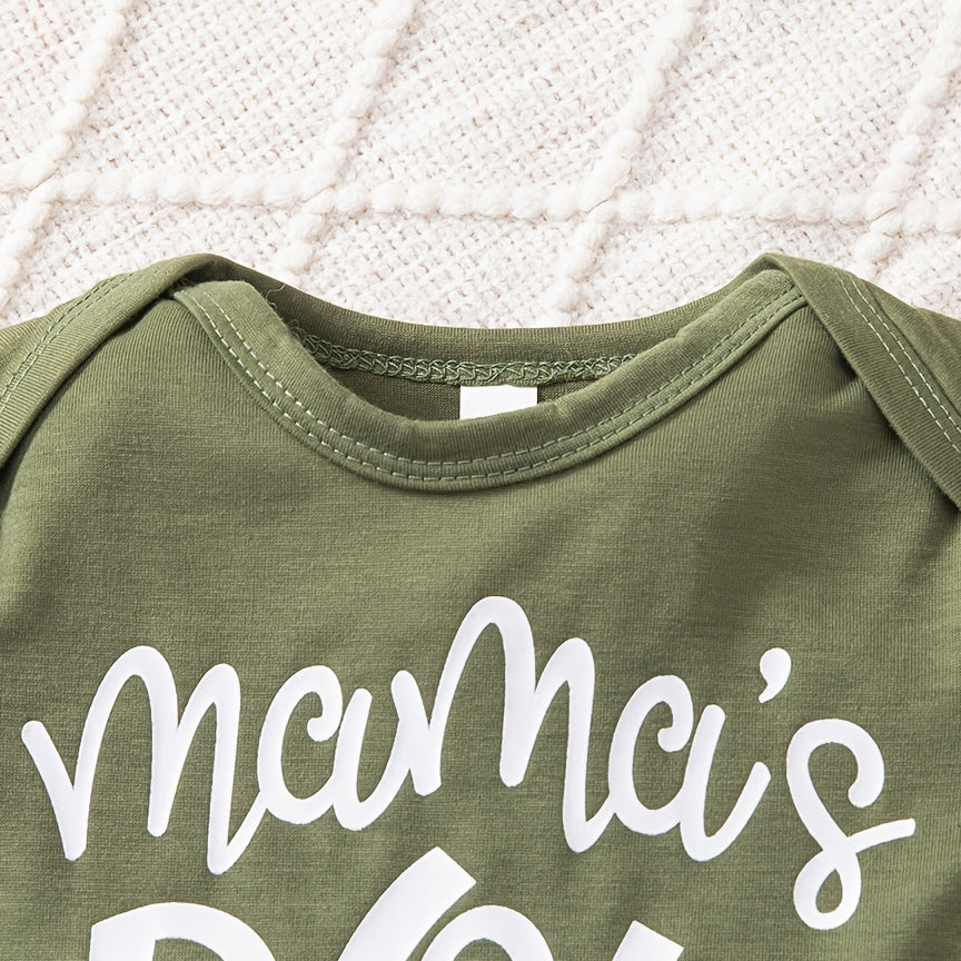 3PCS Casual Mama's Boy Letter Stripe Print Short Sleeve Baby Set