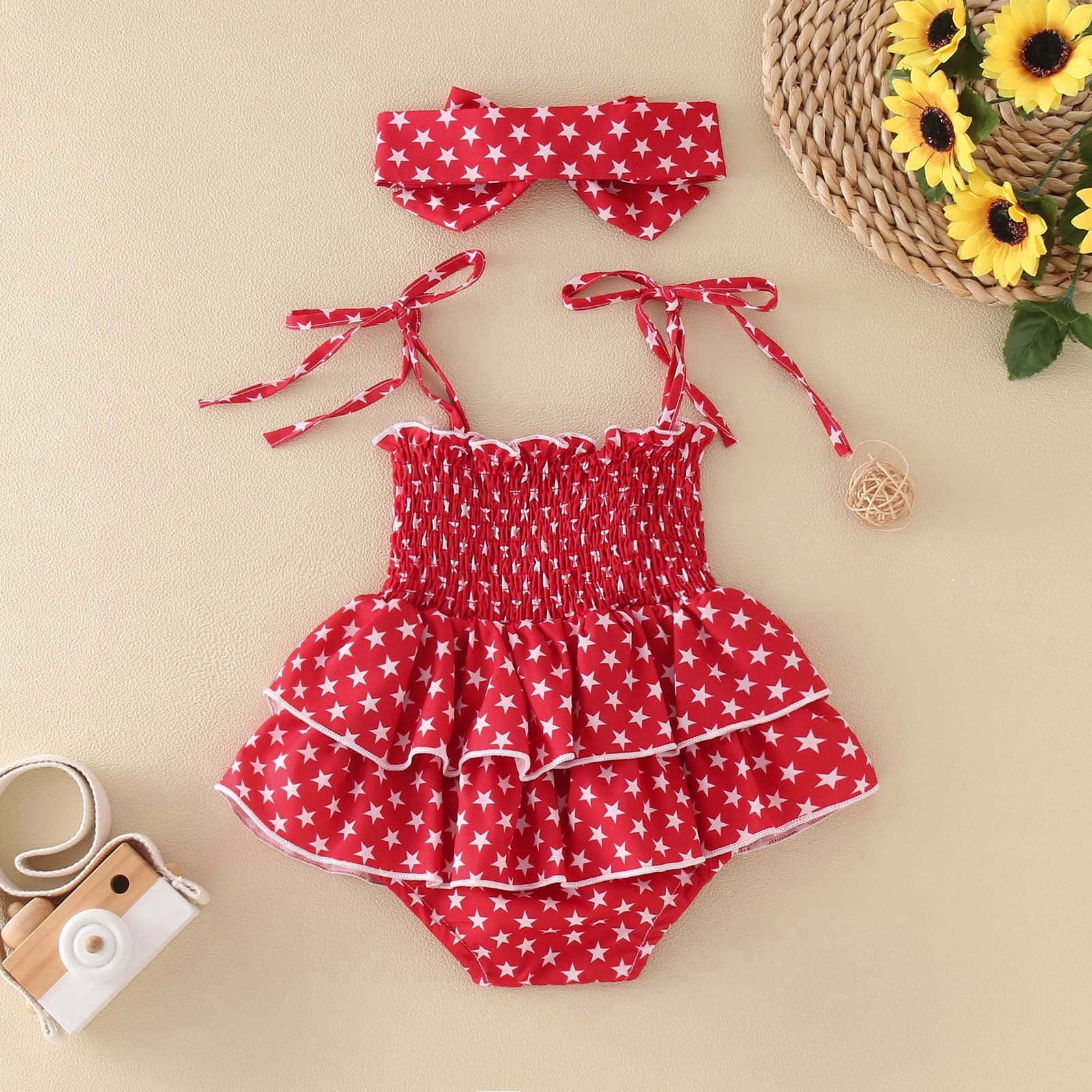 2PCS Cute Star Printed Sleeveless Baby Romper