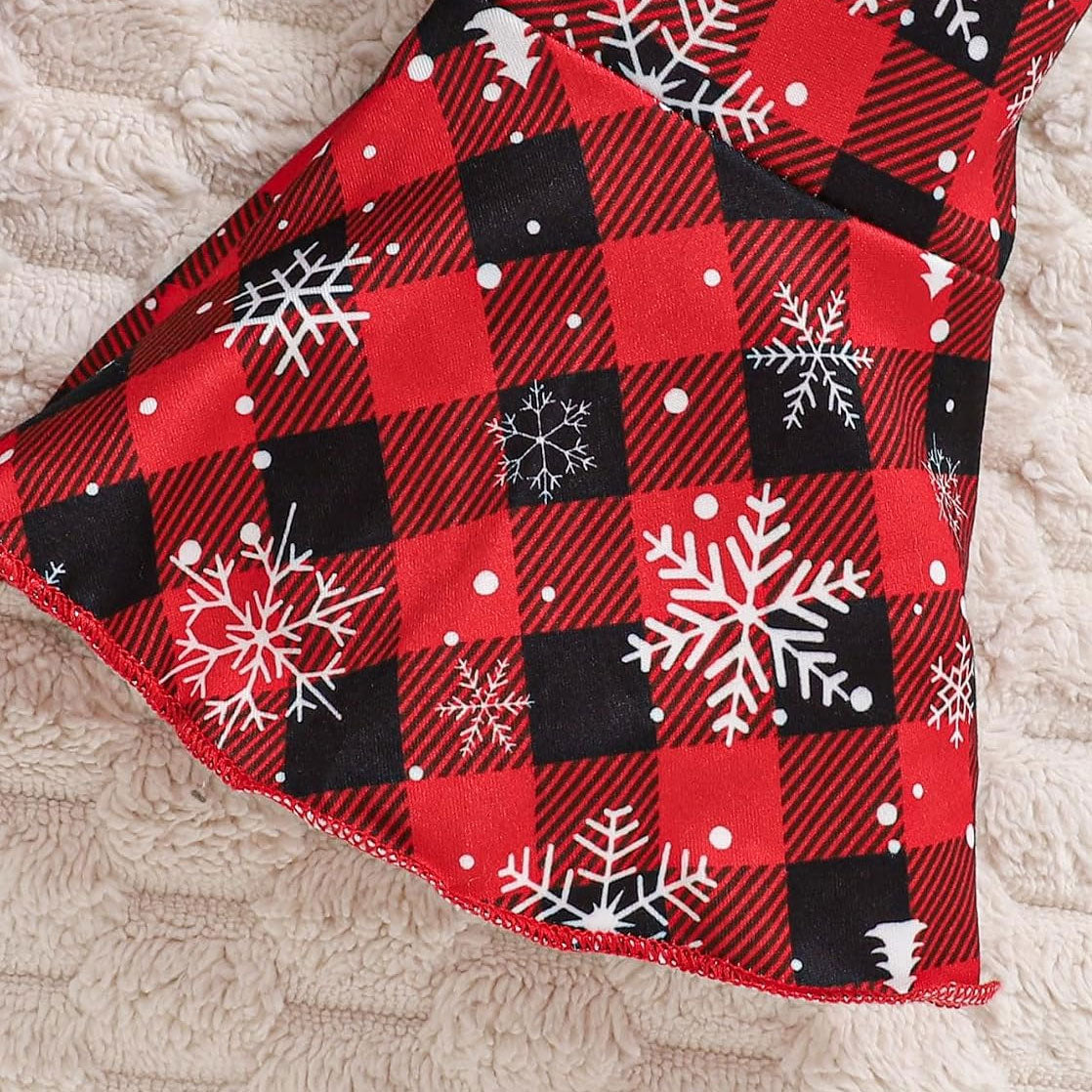 3PCS My 1st Christmas Letter Plaid Print Long Sleeve Baby Set