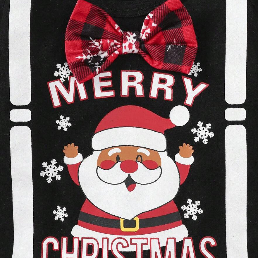3PCS Dapper My 1st Christmas Letter Santa Plaid Print Baby Boy Set