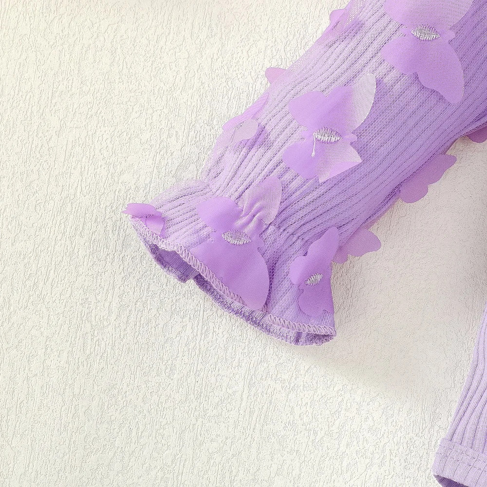 3PCS Daddy's Little Girl Letter Floral Print Long Sleeve Baby Set