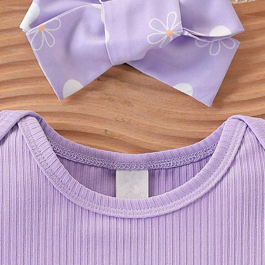 3PCS Dreamy Daddy's Girl Letter Floral Print Flutter Sleeve Baby Set