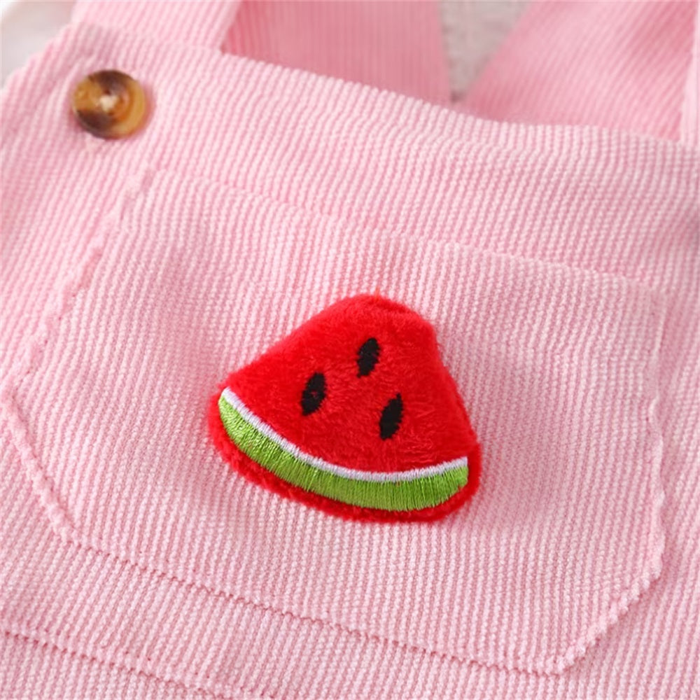 3PCS Cute Watermelon Decoration Short Sleeve Baby Overalls Set