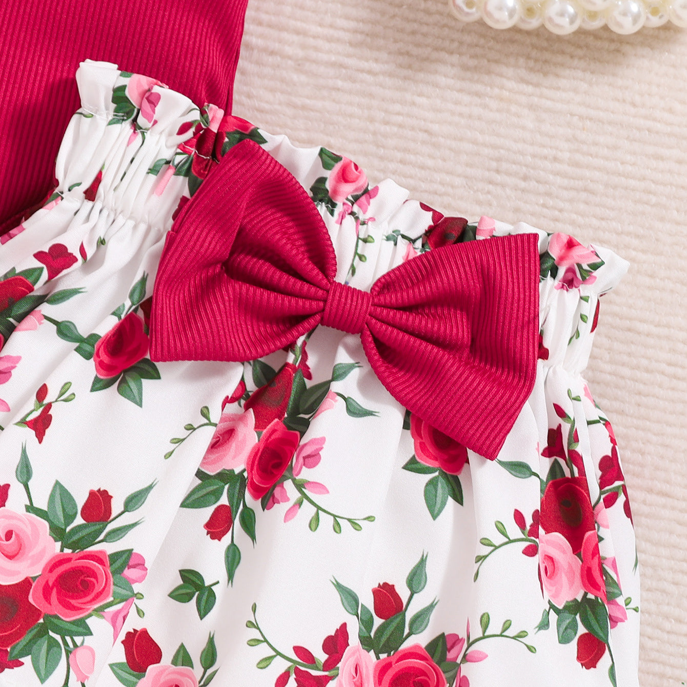 3PCS Mama's Mini Letter Floral Print Flutter Sleeve Baby Set