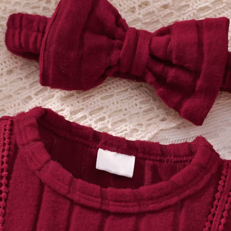 2PCS Small Fragrance Style Plaid Print Long Sleeve Baby Romper