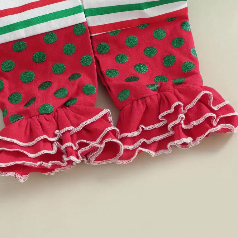 4PCS Christmas Tree Printed Mesh Baby Set