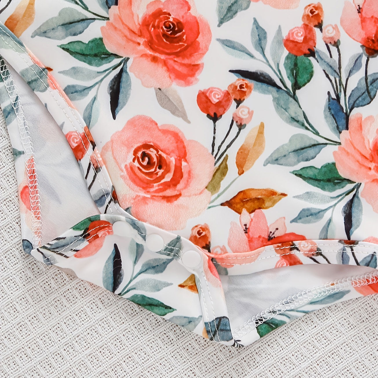 3PCS Vibrant Floral Printed Bowknot Decor Long Sleeve Baby Set
