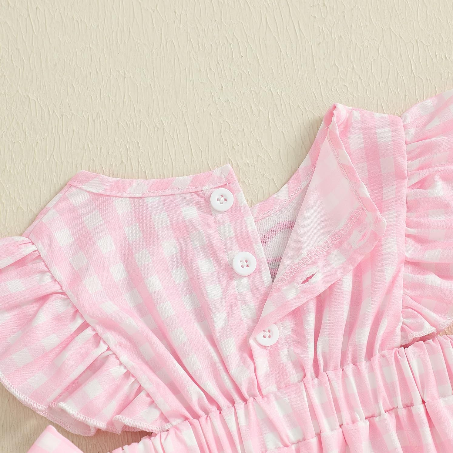 Sweet Bow Embroidery Plaid Printed Baby Romper