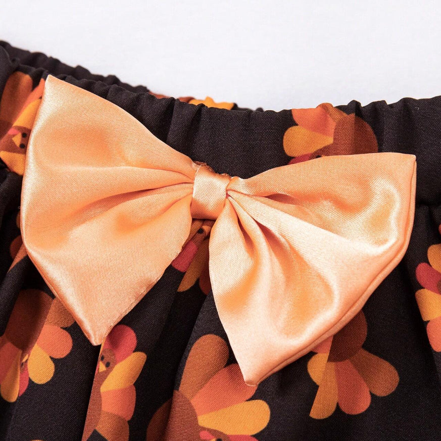 3PCS My 1st Thanksgiving Letter Turkey Printed Baby Skirt Set