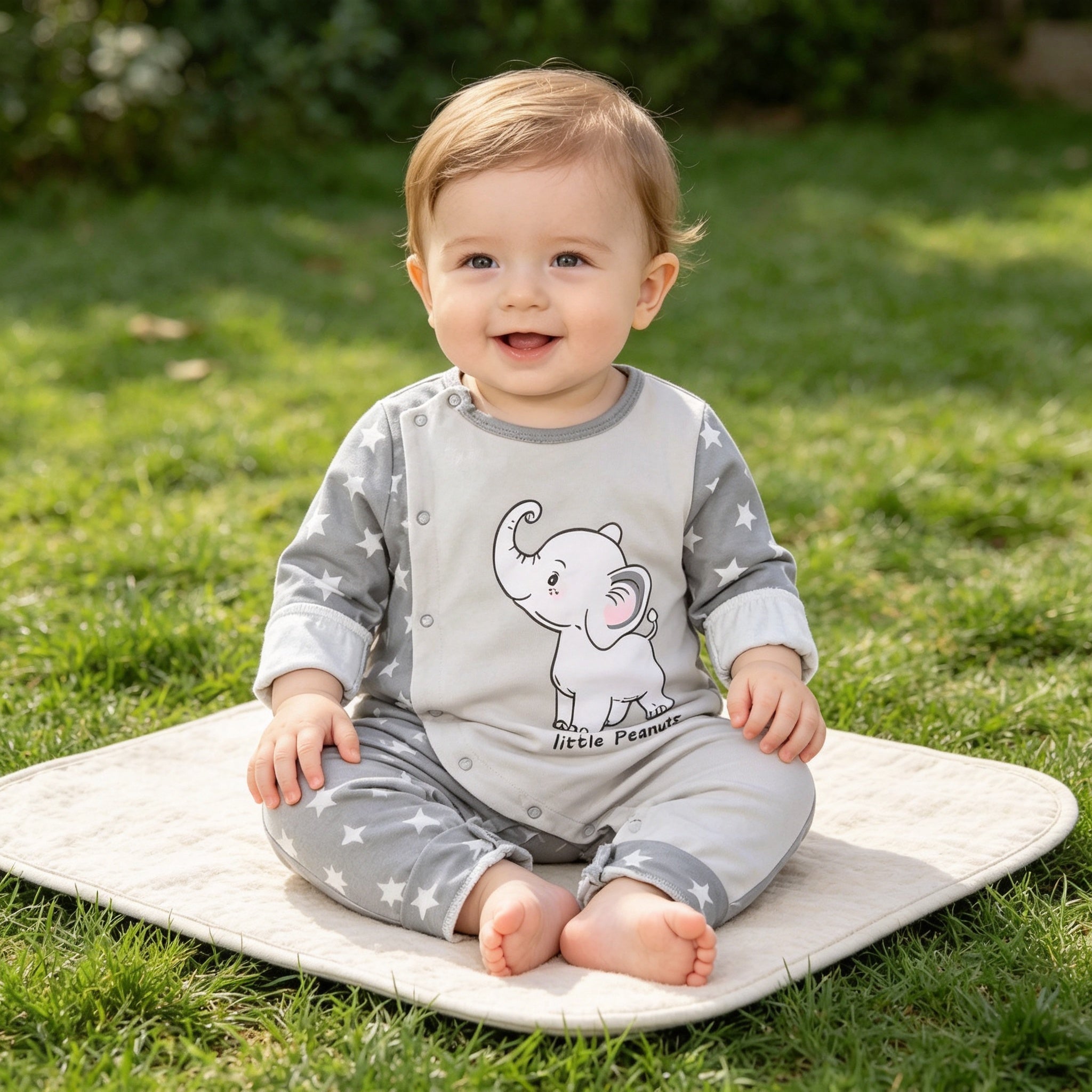 Combinaison pour bébé à imprimé éléphant Lovely Little Peanuts