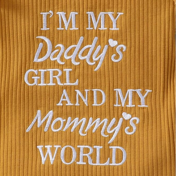 3PCS I'm My Daddy's Girl Letter Floral Printed Short Sleeve Baby Set