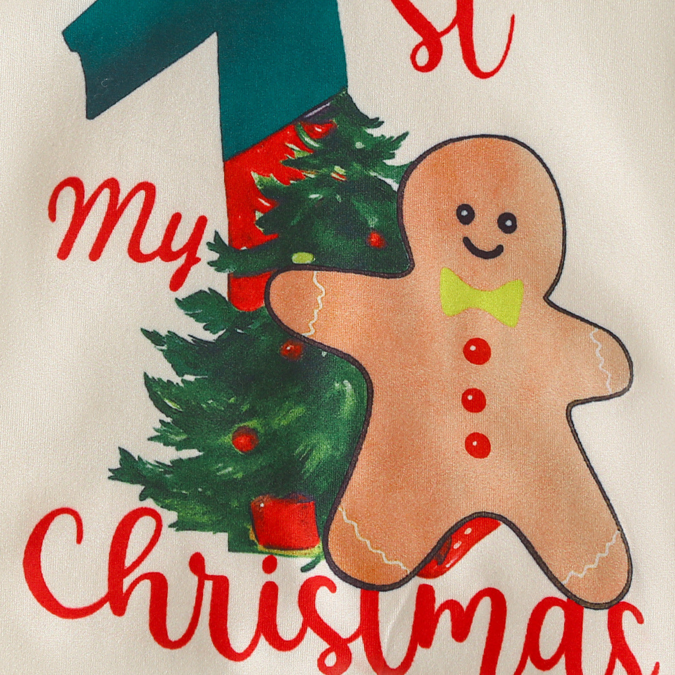 My 1st Christmas Letter Gingerbread Printed Hoodie Baby Jumpsuit