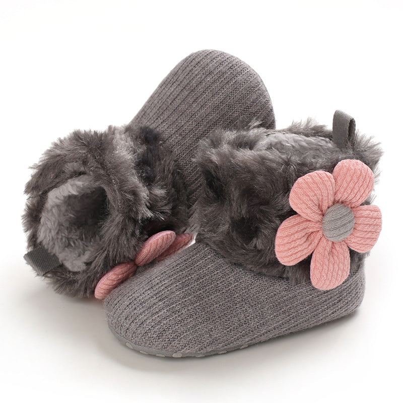 Hook Loop Fleece Snow Boots Soft Sole Baby Shoes