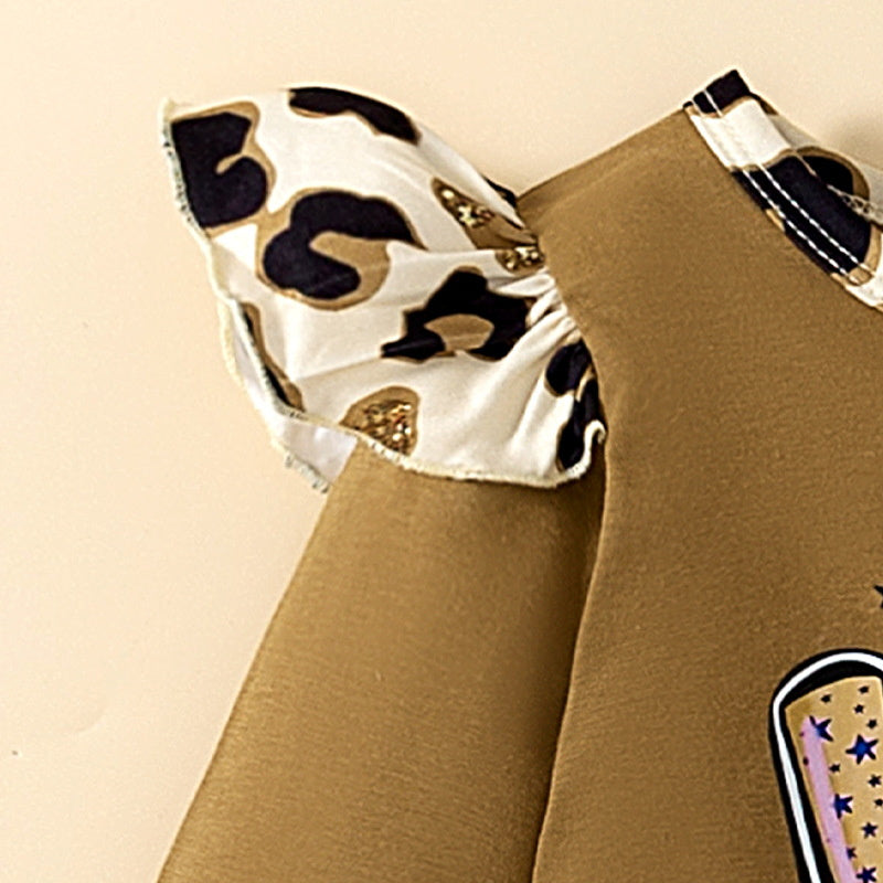 3PCS LOVE Letter Print Leopard Long Sleeve Baby Set