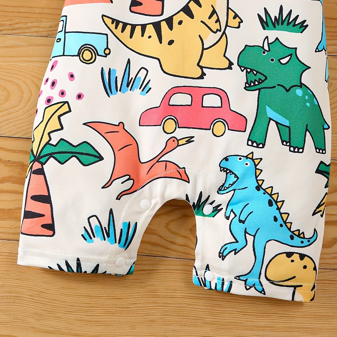 Timeless Dinosaur Printed Short Sleeve Baby Jumpsuit