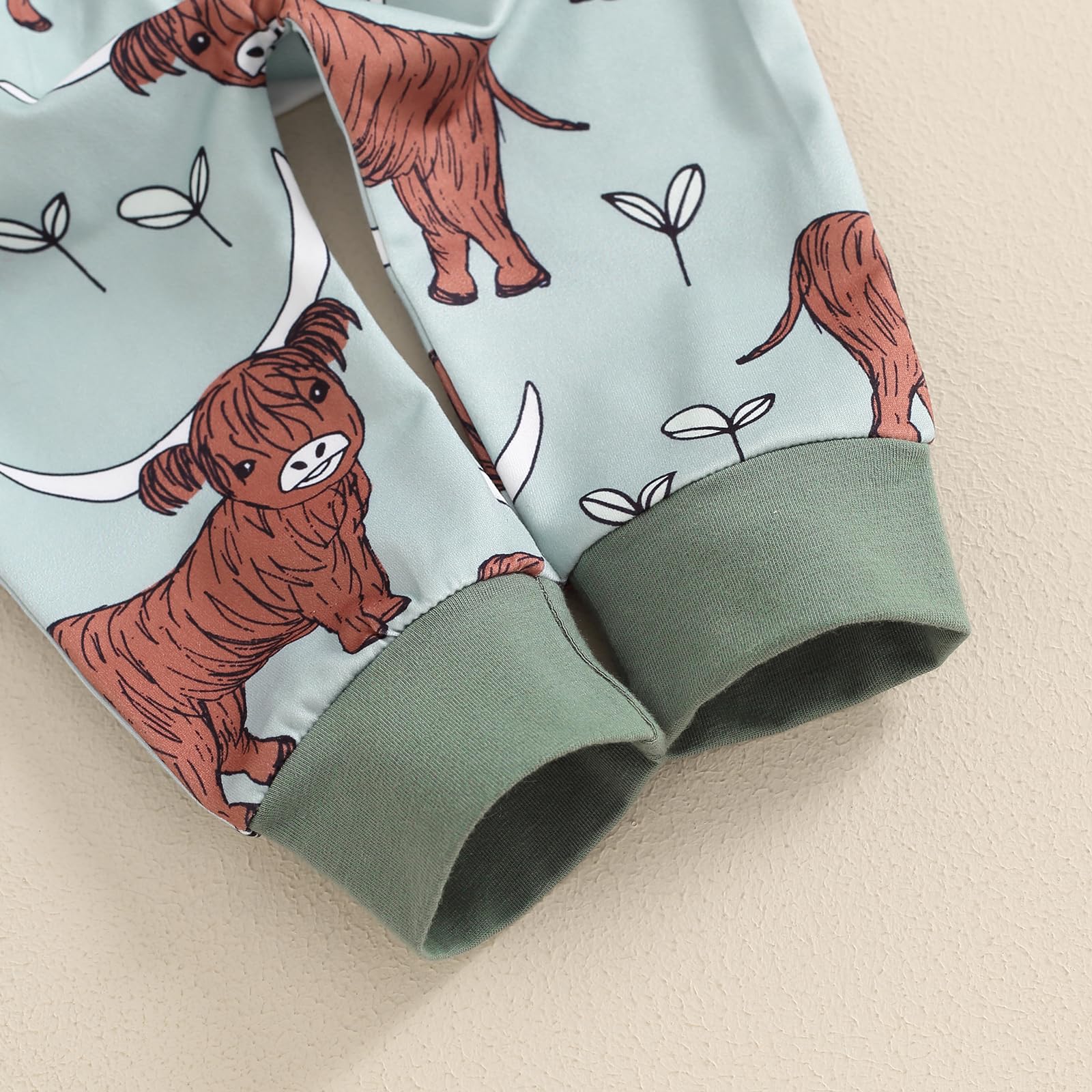3PCS New To The Hero Letter Western Cow Printed Baby Set