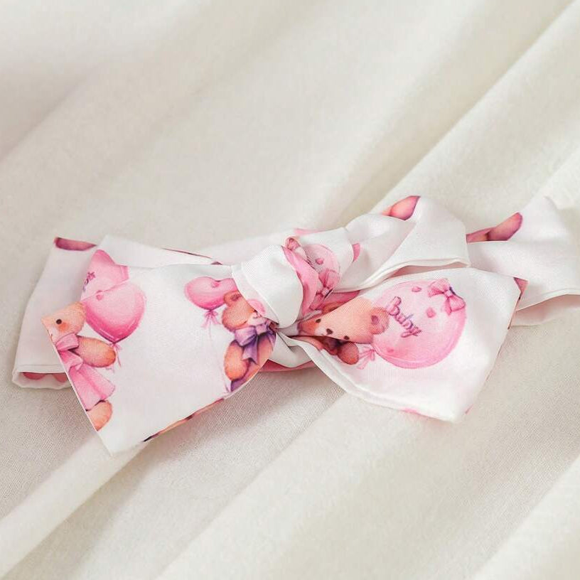 2PCS Lovely Bear Printed Ruffle Trim Baby Romper
