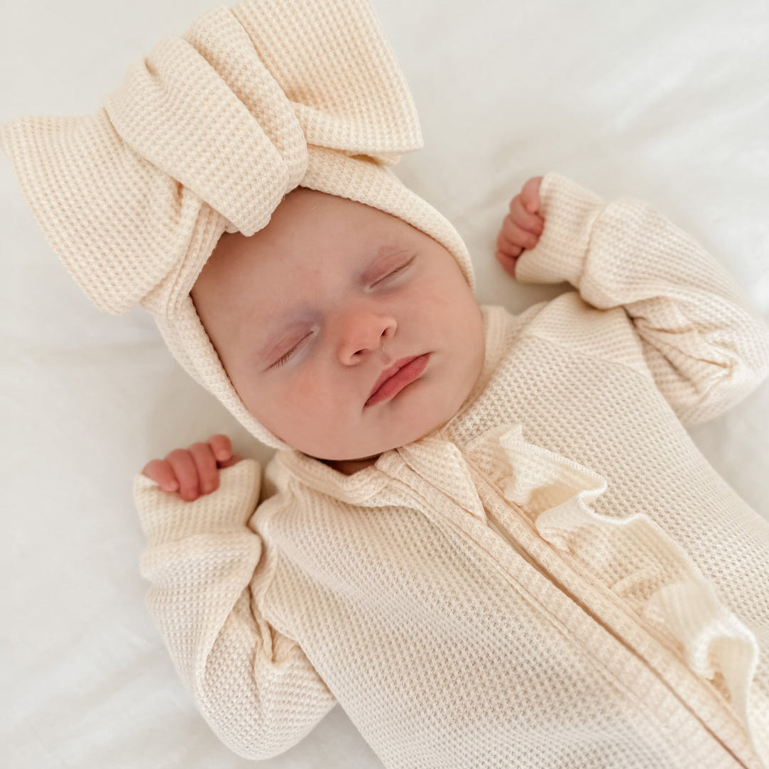 2PCS Waffle Solid Color Zipper Baby Jumpsuit