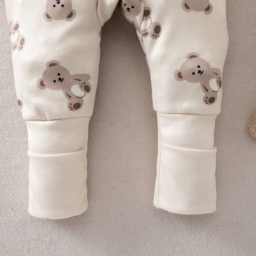 Allover Adorable Bear Printed Long Sleeve Baby Jumpsuit