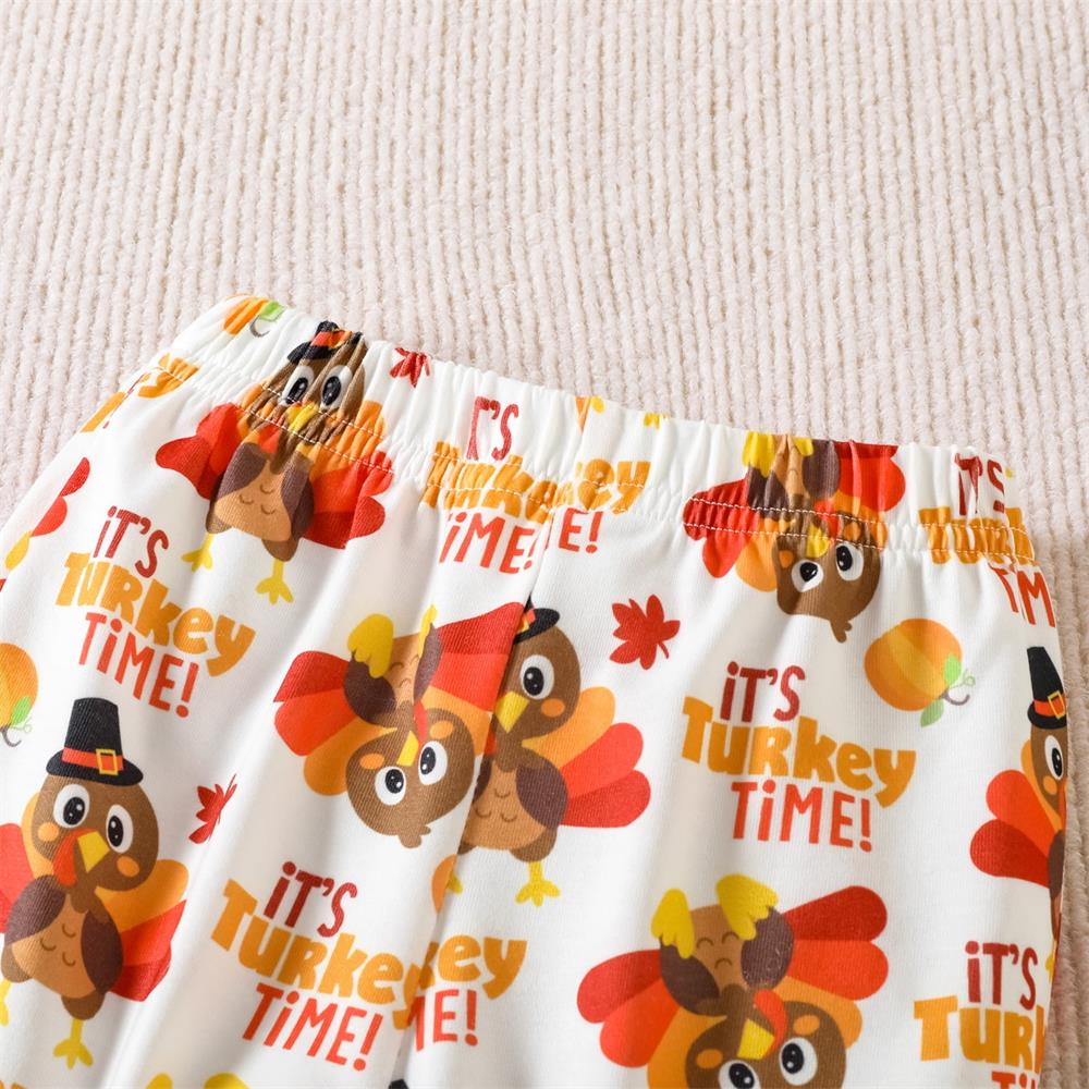 3PCS 1st Thanksgiving Letter Turkey Print Long Sleeve Baby Set