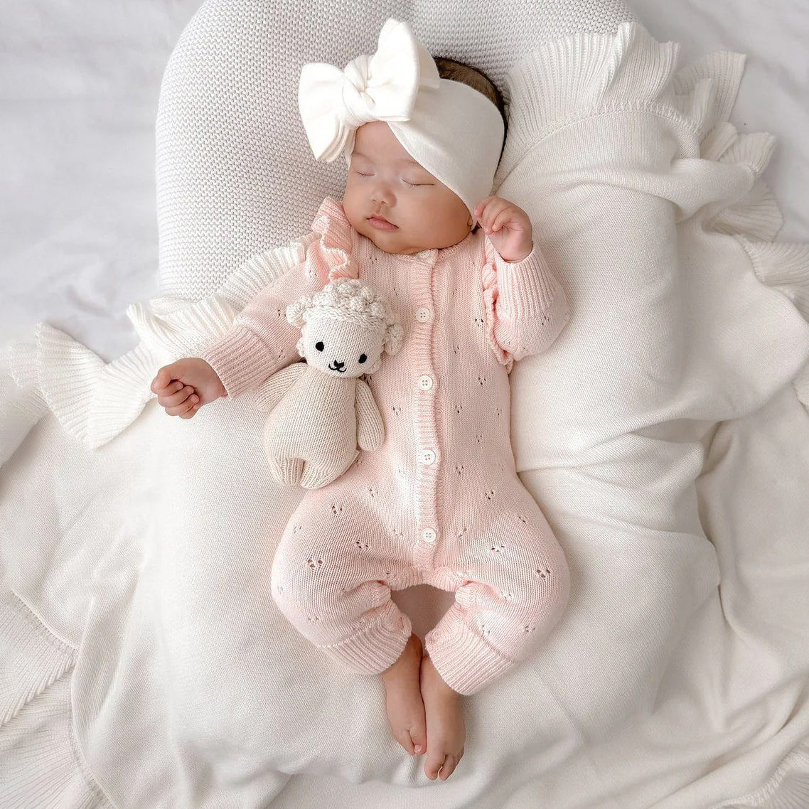 Classic Solid Color knitted Long Sleeve Baby Jumpsuit