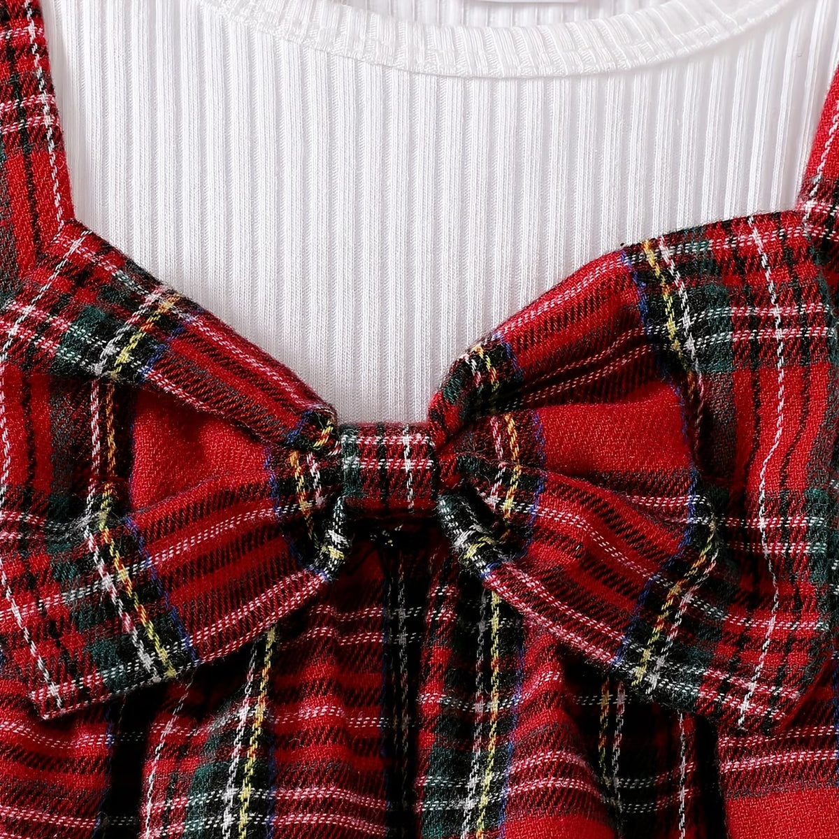 3PCS Chic Plaid Printed Bow Long Sleeve Baby Girl Set