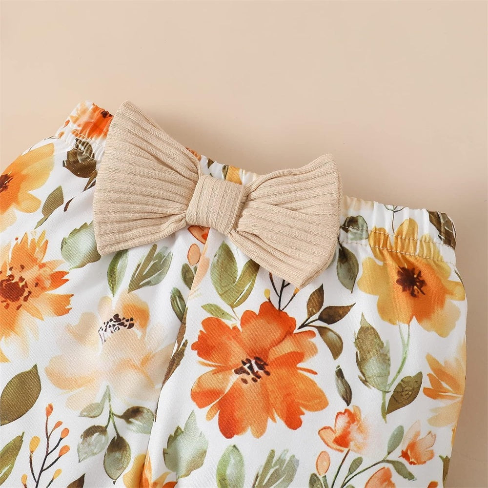 3PCS Trend Lovely Floral Print Long Sleeve Baby Set