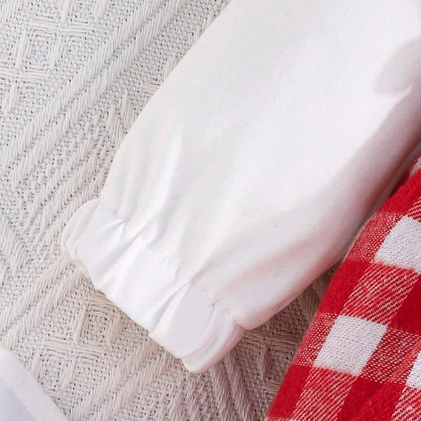 Cute Plaid Printed Ruffle Long Sleeve Baby Jumpsuit