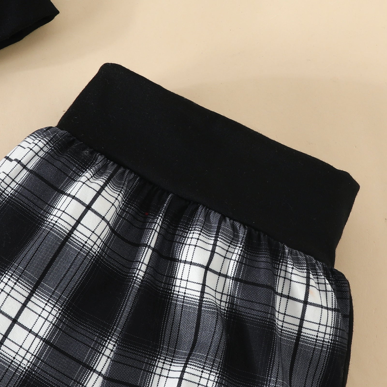 2PCS Plaid Letter Printed Hooded Long Sleeve Baby Set