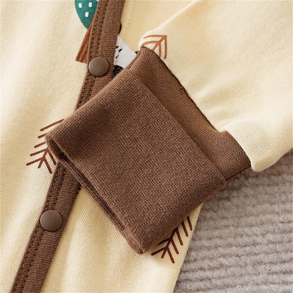 Cute Casual Animal Print Long Sleeve Baby Jumpsuit