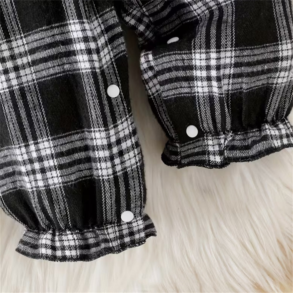 3PCS Fashion Trend Plaid Print Long Sleeve Baby Set