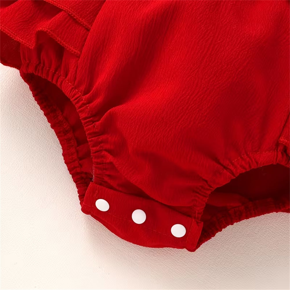 2PCS Cute Strawberry Embroidery Short Sleeve Baby Romper