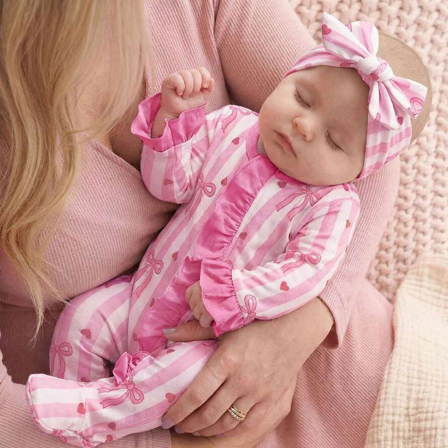 2PCS Gorgeous Bow Stripe Print Zipper Long Sleeve Baby Jumpsuit