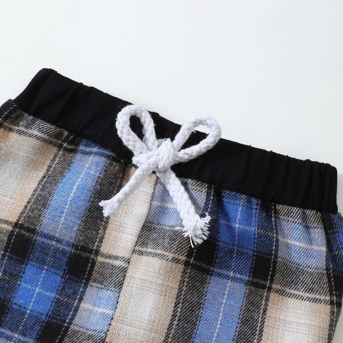 2PCS Mama's Boy Letter Plaid Printed Hoodie Baby Set