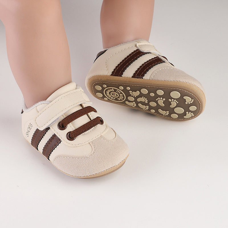 Striped Design Velcro Non Slip Sole Baby Shoes