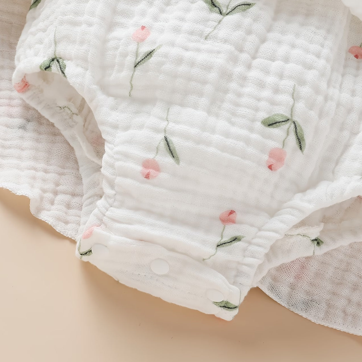 3PCS Fresh Floral Printed Ruffled Long Sleeve Baby Romper
