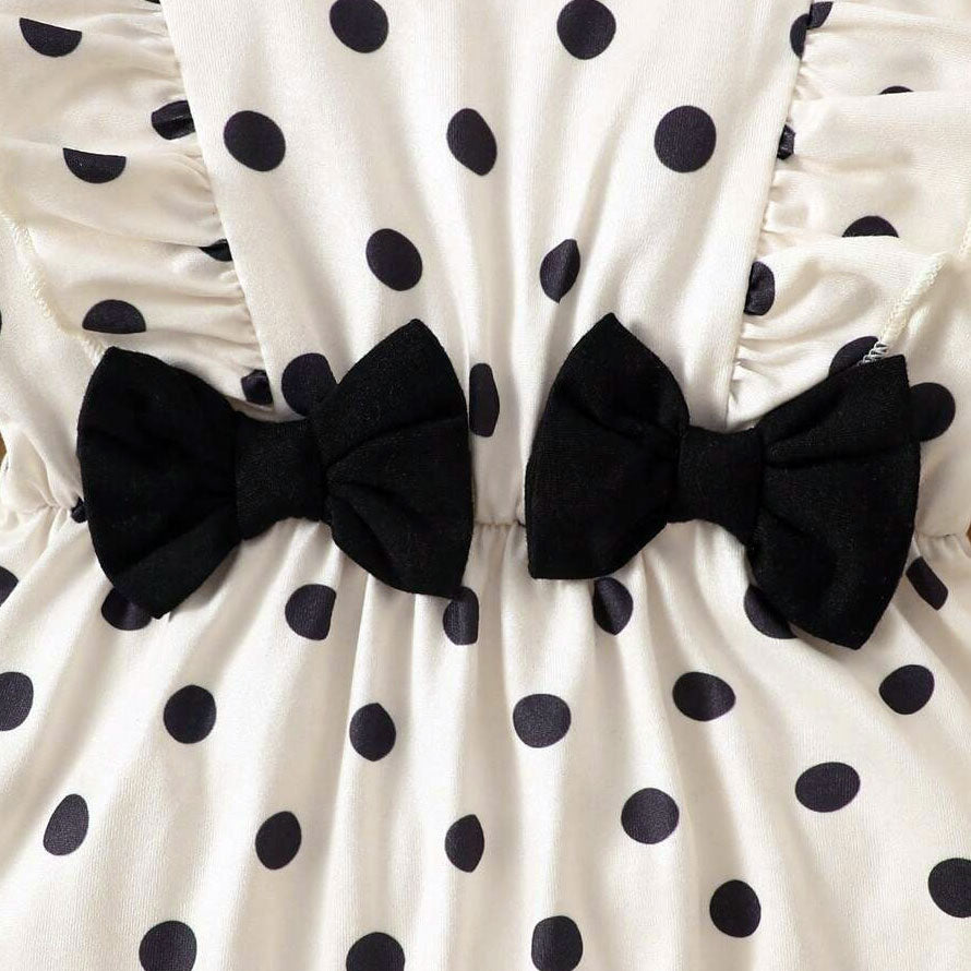 2PCS Quirky Polka Dots Printed Long Sleeve Baby Jumpsuit