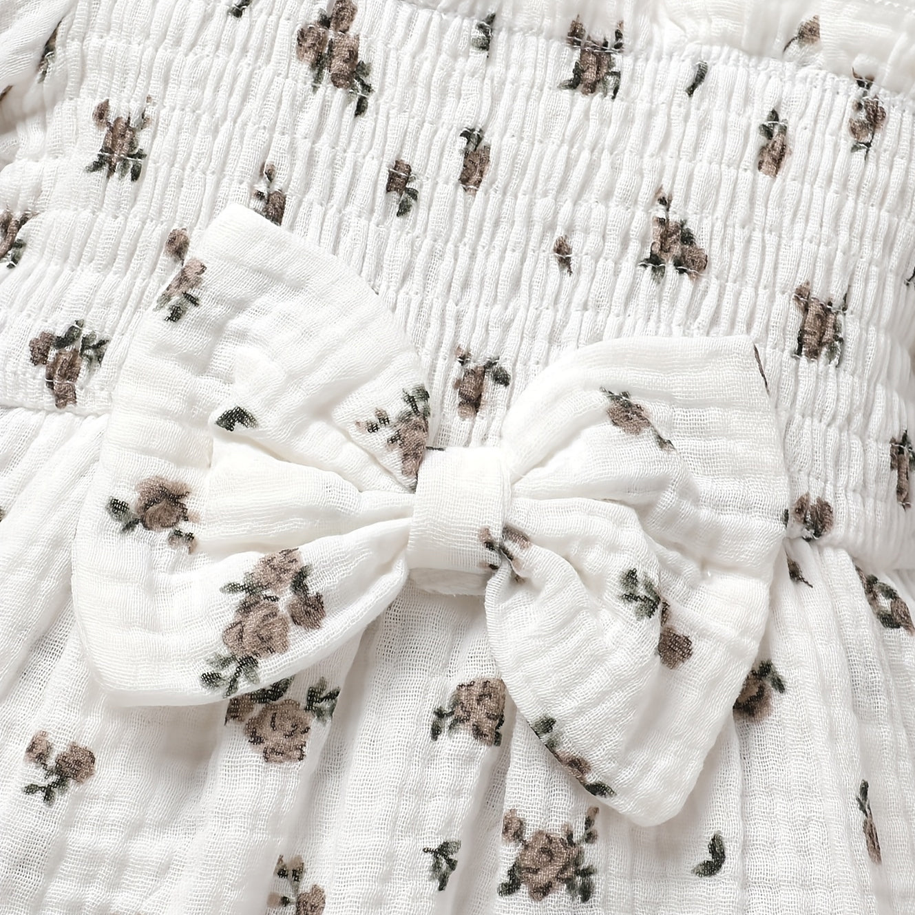2PCS Elegant Ditsy Floral Print Long Sleeve Baby Romper