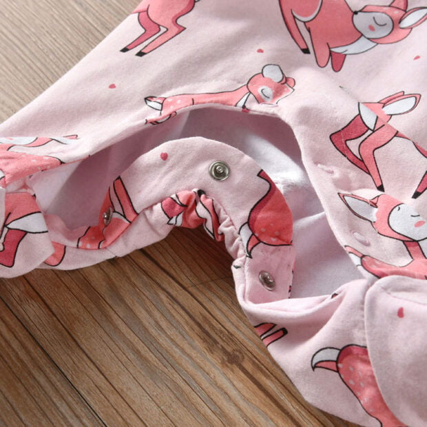 Quirky Fox Printed Long Sleeve Baby Girl Jumpsuit