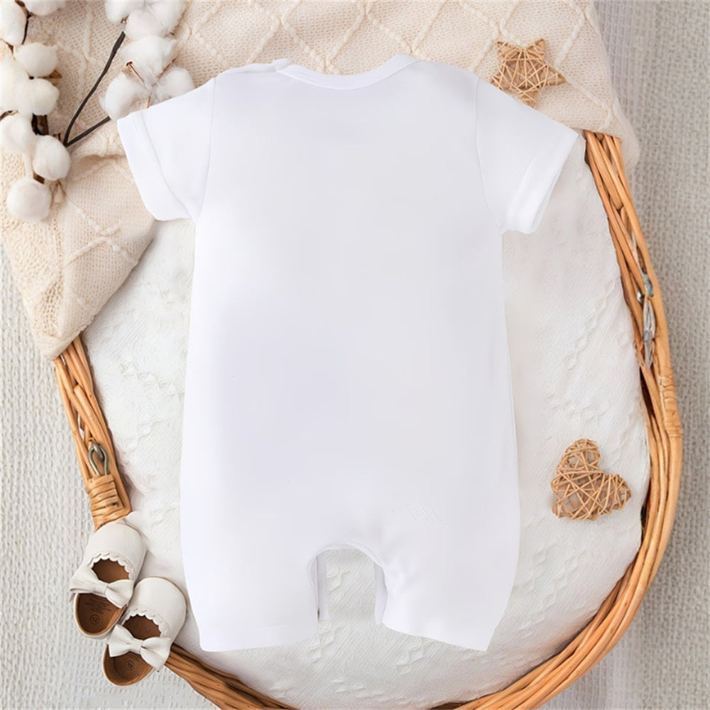 My Siblings Have Paws Letter Printed Short Sleeve Baby Jumpsuit