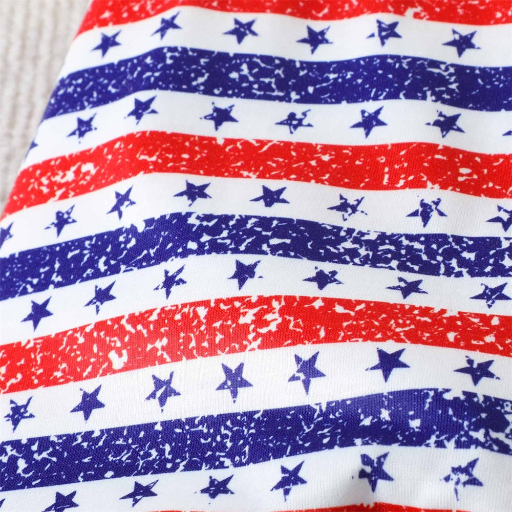 Independence Day Stripe Printed Short Sleeve Baby Jumpsuit