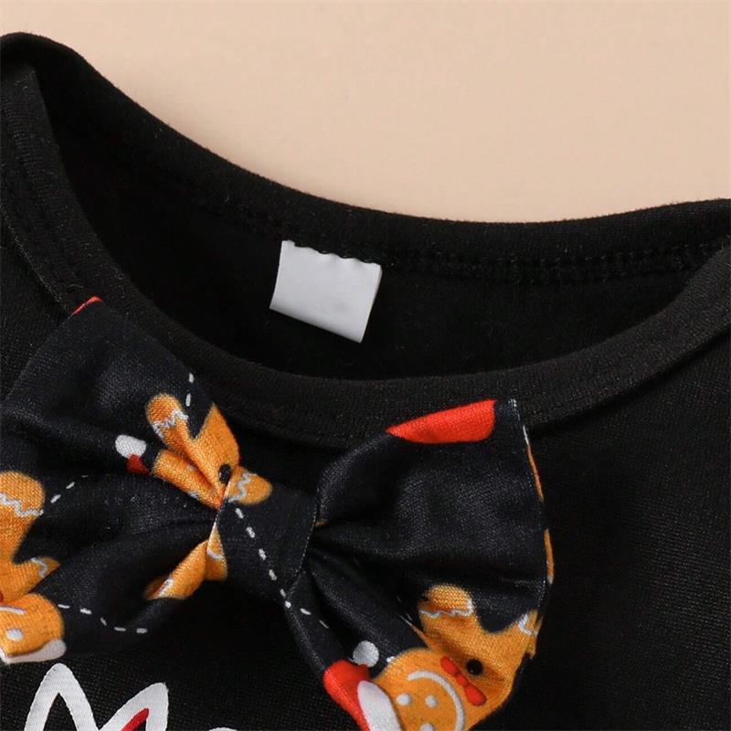 3PCS Merry Christmas Letter Gingerbread Print Baby Set