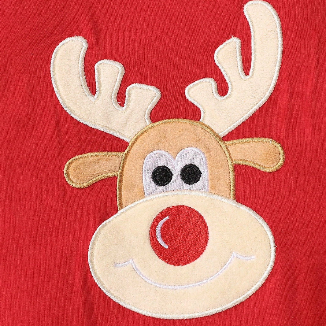 2PCS Deer Printed Long Sleeve Christmas Baby Jumpsuit