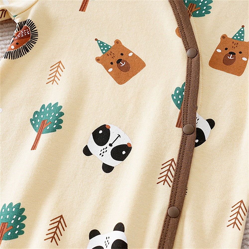 Cute Casual Animal Print Long Sleeve Baby Jumpsuit